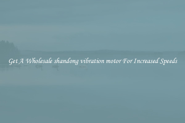 Get A Wholesale shandong vibration motor For Increased Speeds