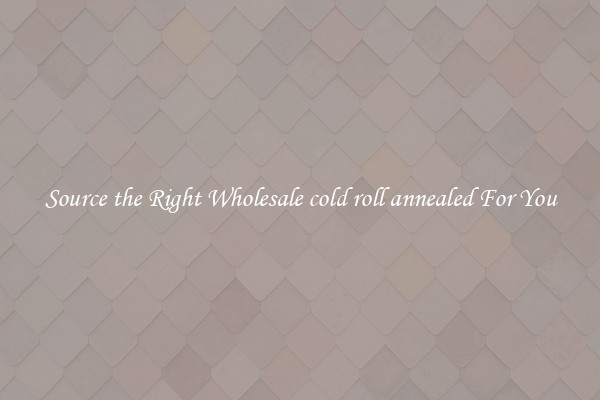 Source the Right Wholesale cold roll annealed For You
