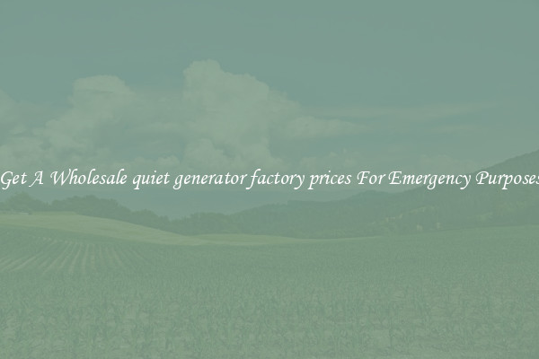 Get A Wholesale quiet generator factory prices For Emergency Purposes